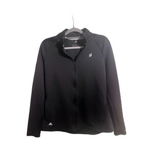 Adidas Unisex Black Full-Zip Jacket with Chevron Pattern Size XL EUC